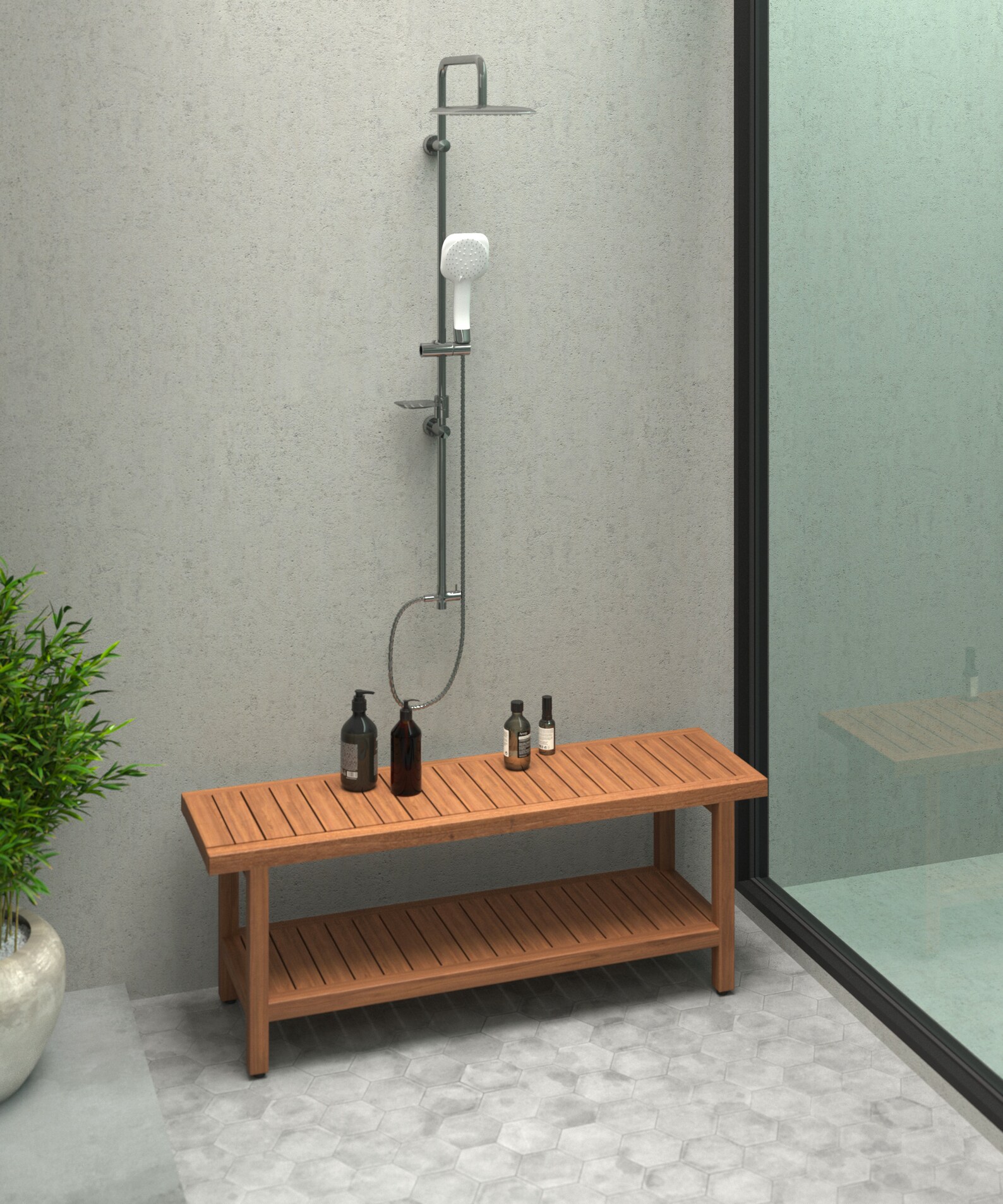 48 Spa™ Grand Estate Teak Shower Bench With Shelf Etsy