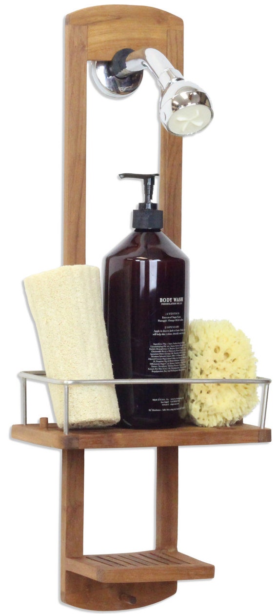 Teak Oval Shower Organizer