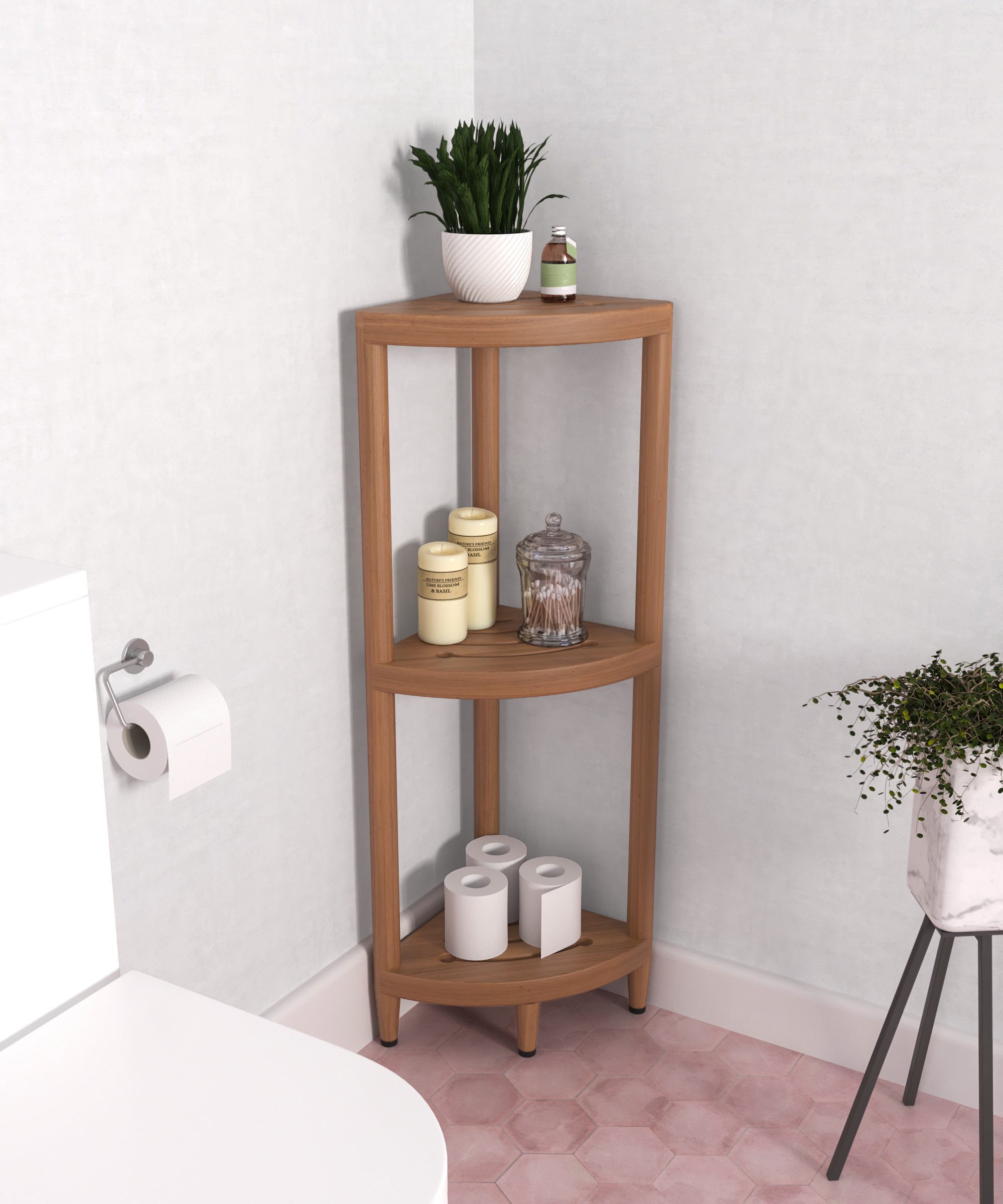 The Original Kai Corner Teak Bath Shelf Etsy