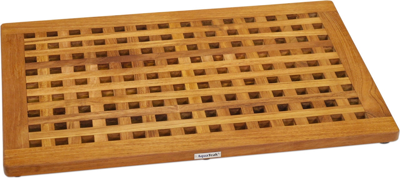 Grate Large Size Teak Storage Bin, 7" Tall - Transitional - Bathroom