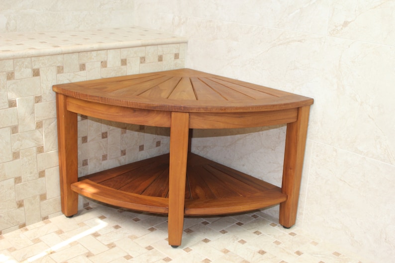 The Original 22 Kai™ Corner Teak Shower Bench With Shelf Etsy