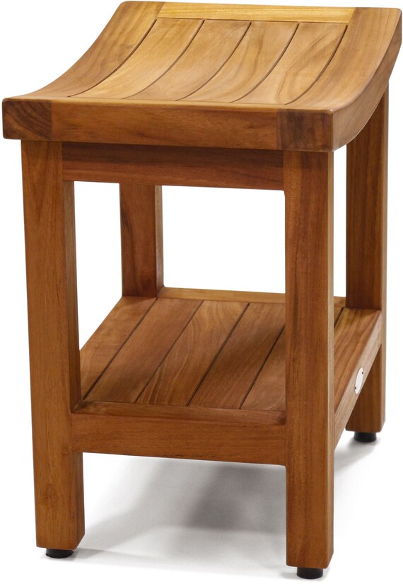 AquaTeak Patented 18 Sumba Teak Shower Bench with Shelf Kitchen & Bath Fixtures Tools & Home