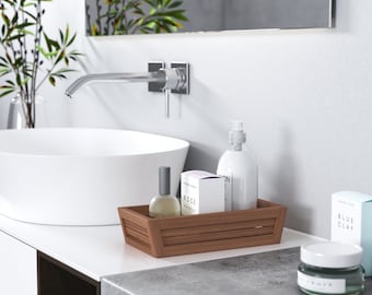 The Original Moa™ Teak Bathroom Guest Towel & Amenities Tray