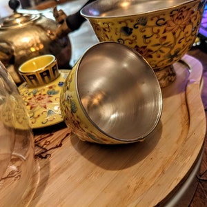 Rent 999 silverfodrat porslin Gaiwan & kopp kinesisk teservis kultur gongfu välbefinnande hälsosam övning rutin hälsa kärlek fina ting gåvor