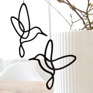 LINE ART Birds Spring Decoration, Easter Decoration, Mother's Day Gift Idea, Wood, Black, Minimalist Design