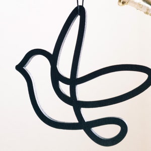 LINE ART birds pendant, spring decoration, Easter decoration, gift idea for Mother's Day, wood, black, minimalist design SCHWARZ