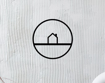 Haus_Linear-Wanddeko, Fensterdeko, Frühlingsdeko, Geschenkidee zum Muttertag, Holz Hoop mit Haus Linear, 23cm