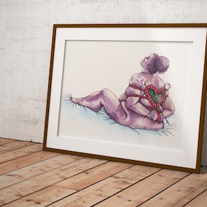 Valentine&#39;s Hearts and Roses Shibari Art Print