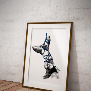 Blue Femme Shibari Art Print *LIMITED EDITION* A3 A2 A1 A0