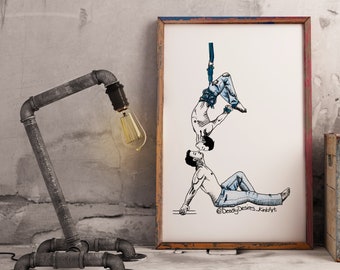 Blue Couple Shibari Art Print *LIMITED EDITION* A5 A4