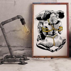 Tender Kisses in Yellow Shibari Art Print *LIMITED EDITION* A5 A4