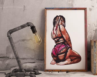 Bittersweet on Knees | Shibari Art Print | A4