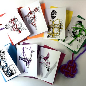 Rainbow Masc Shibari Art Greetings Card Pack