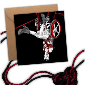 Biglietto d&#39;auguri artistico Shibari Kinktober Challenge, 5,5&quot;x5,5&quot; quadrato