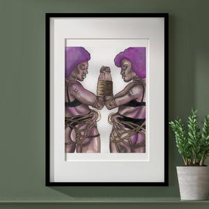 Gemini Zodiac Collection Shibari Art Hand-finished Print *LIMITED EDITION*