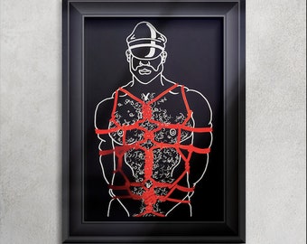 RIGGER in Morse Code Layered Paper Framed BDSM Shibari Kink Art