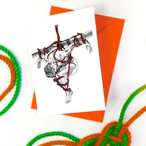 Orange Masc Shibari Art Greetings Card A6