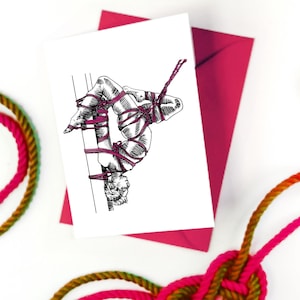 Pink Non-Binary Shibari Art Greetings Card A6