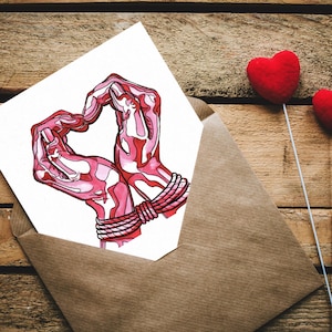 Capture My Heart Shibari Art Greetings Card Square