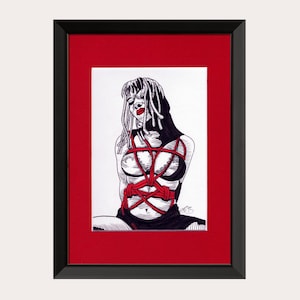 Bittersweet in Red Ropes *ORIGINAL ARTWORK* Shibari Art