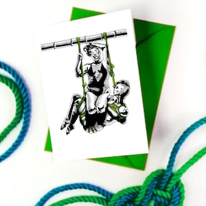 Green Couple Shibari Art Greetings Card A6