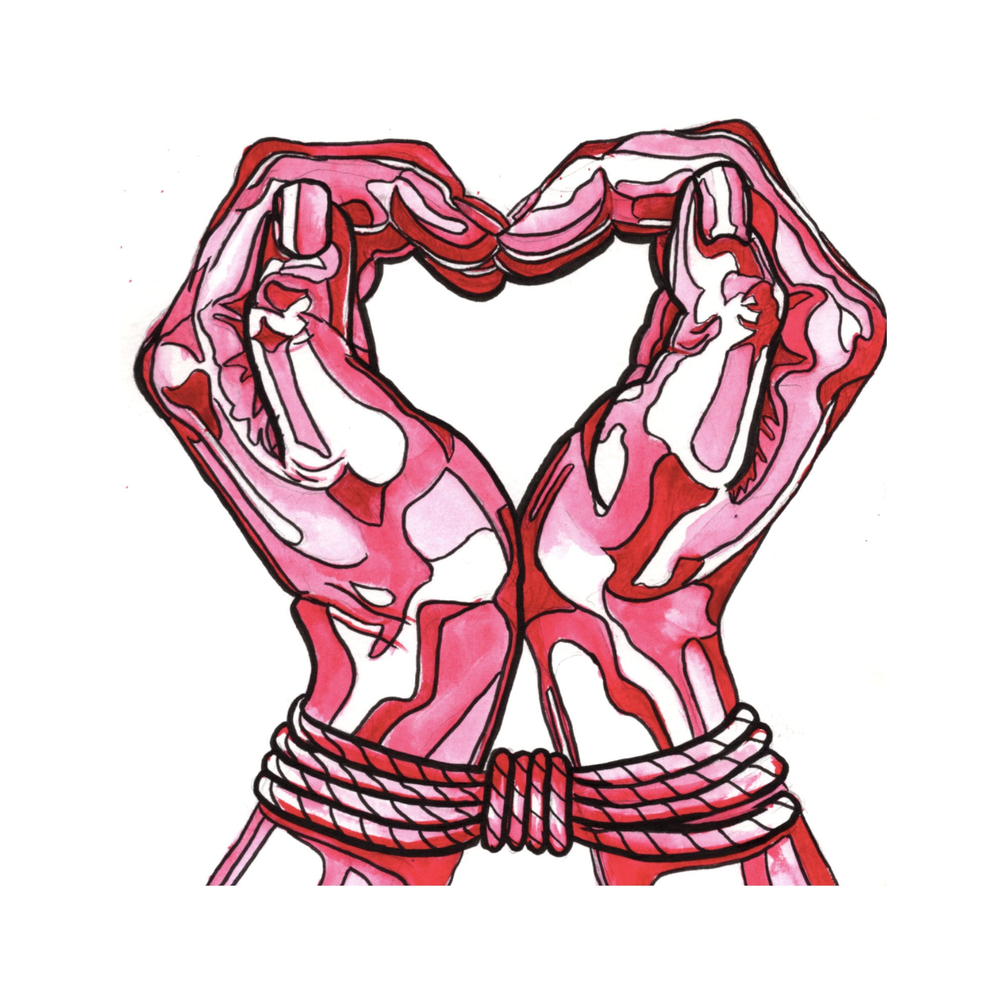 Kinky Shibari Love Heart Hands Valentines Card Capture My Etsy
