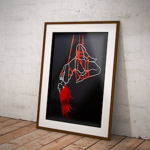 Suspension in Red Foil *LIMITED EDITION* Shibari A3 Art Print