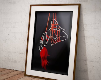 Suspension in Red Foil *LIMITED EDITION* Shibari A3 Art Print