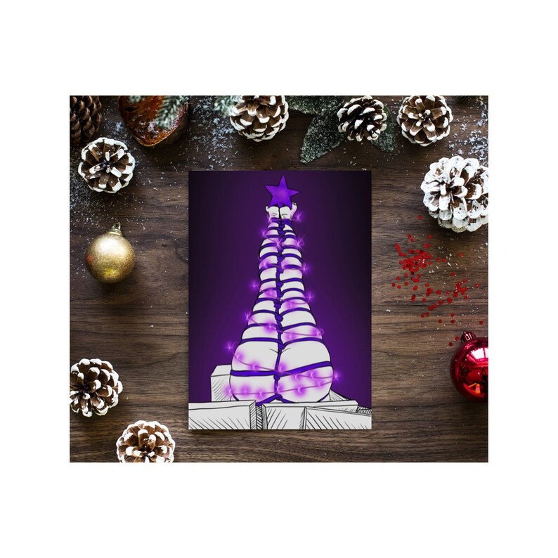 Purple Naughty Christmas Tree Greetings Card Shibari Sexy Etsy UK