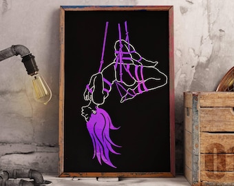 Suspension Purple Foil *LIMITED EDITION* Shibari A4 Art Print