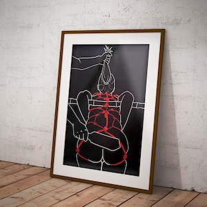 Spank in Red Foil *LIMITED EDITION* Shibari A3 Art Print