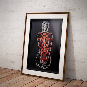 Good Girl in Red Foil *LIMITED EDITION* Shibari A3 Art Print