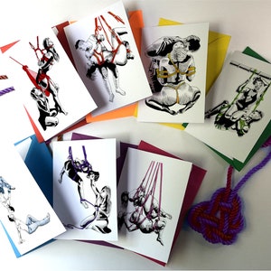 Rainbow Couples Shibari Art Greetings Card Pack