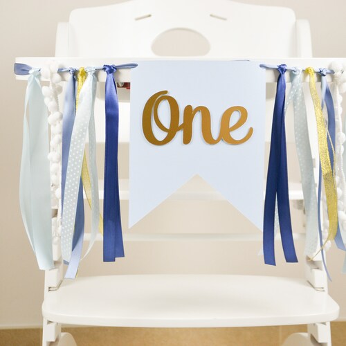 High Chair First Birthday Banner One High Chair Banner Gold Etsy