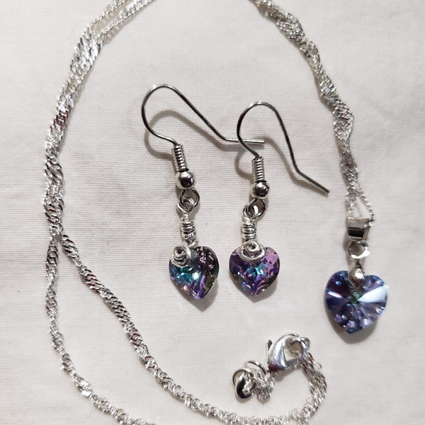 Crystal Heart Shape necklace, earrings set