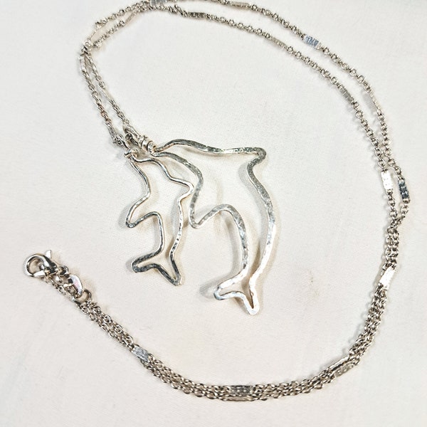 Mother And Baby Dolphins Necklace