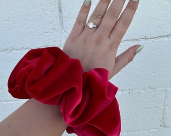 Oversized smooth red velvet scrunchie, jumbo velvet Scrunchies, extra large Scrunchies, valentines day, xxl, huge, big scrunchy, gift