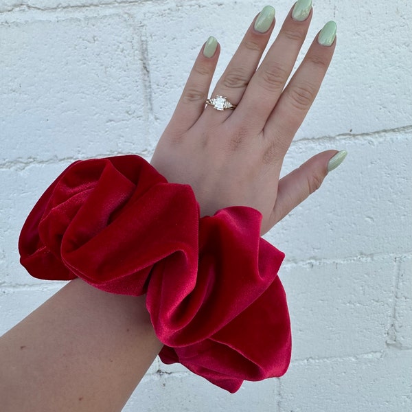 Oversized smooth red velvet scrunchie, jumbo velvet Scrunchies, extra large Scrunchies, valentines day, xxl, huge, big scrunchy, gift