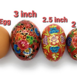 Hanging wooden Easter Eggs, Handpainted solid eggs, Pisanki style, eco friendly and lightweight image 4