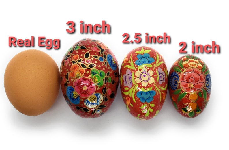 Hanging wooden Easter Eggs, Handpainted solid eggs, Pisanki style, eco friendly and lightweight image 4