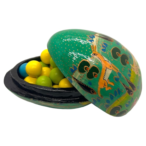 Handmade Paper mache Egg shaped Trinket box