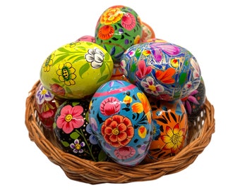 Rumikrafts Hand painted wooden Easter Eggs, floral designs,  Size: 3 inches eco friendly and lightweight