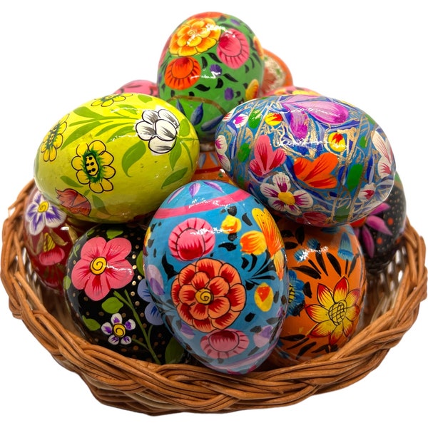 Rumikrafts Hand painted wooden Easter Eggs, floral designs,  Size: 3 inches eco friendly and lightweight