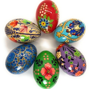 Hand Painted Wooden Easter Eggs, Polish Pisanki Style, Spring Decor