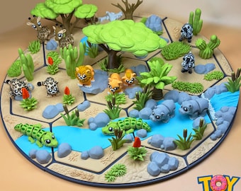 Large Savannah Diorama with Animal Families (Each Animal set sold separately) Designed by ToyTime!