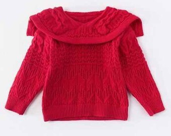 baby Full Sleeves Pullover Sweater Cherry Design - Beige