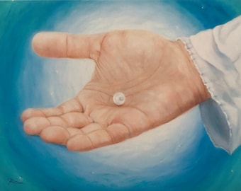 Pearl in His Hand Art Print: Christian Prophetic Art (8x10)