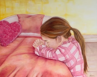 Daddy's Girl - Christian art print - Girl praying - Girls room - Original art - Prophetic art