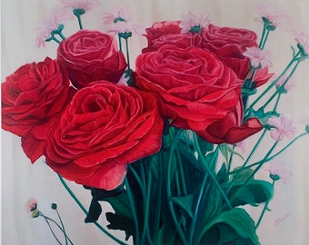 Heart Full of Flowers - Prophetic Art Print - Roses- Love - Christian Art