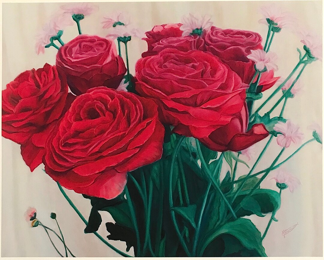 Heart Full of Flowers Prophetic Art Print Roses Love Etsy